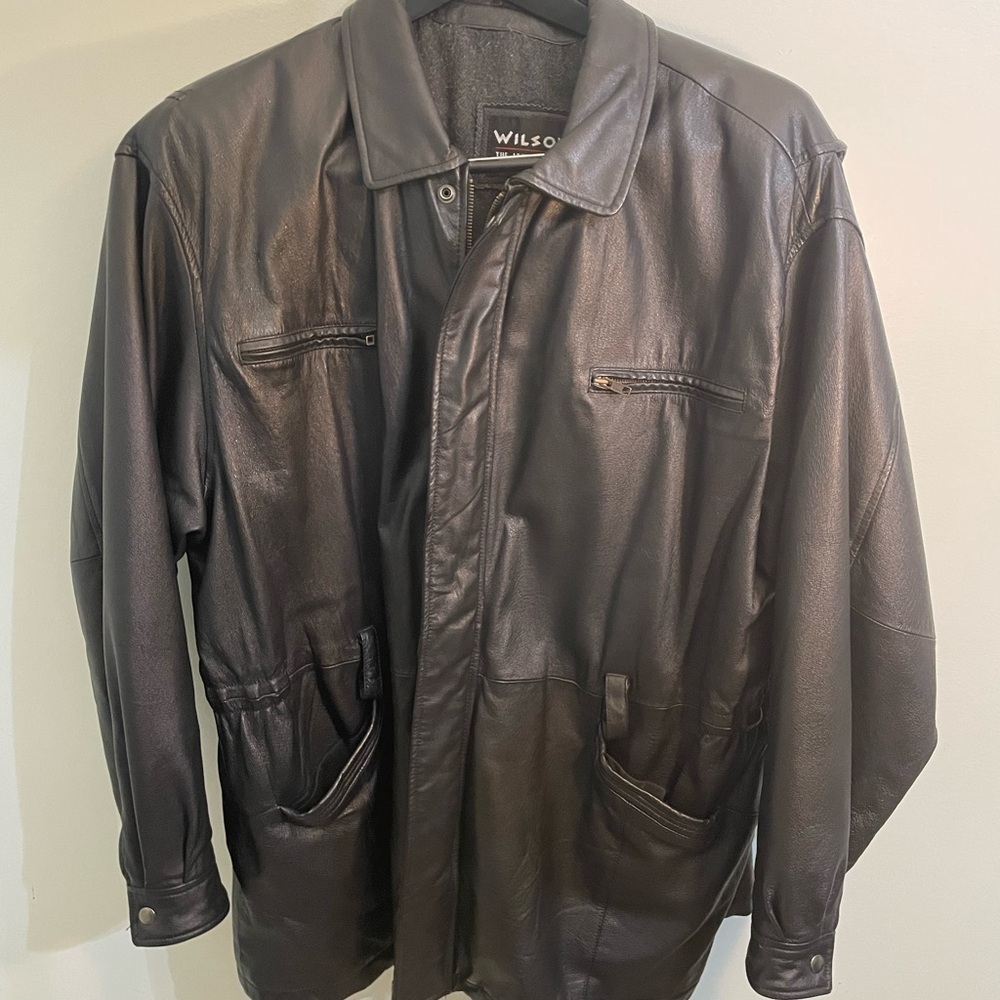 Wilson Men's Dark Leather Field Jacket Size XL (Closet) (Nov)